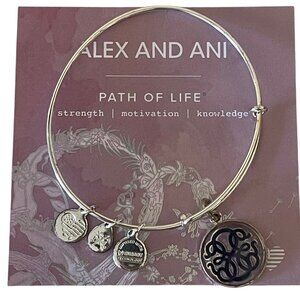 Alex and Ani Color Infusion Purple Path of Life Charm Silver Bangle Bracelet